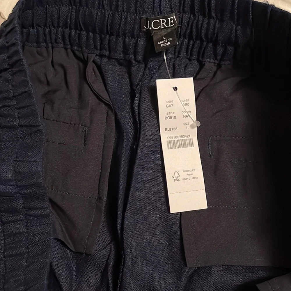 J.Crew Navy Linen Wide-leg seaside pant BO810